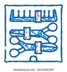 scissors and comb groomer set doodle icon sketch vector. scissors and comb groomer set sign. isolated symbol illustration
