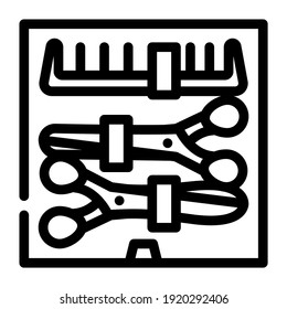 scissors and comb groomer set line icon vector. scissors and comb groomer set sign. isolated contour symbol black illustration