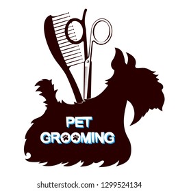 Scissors and comb grooming dogs and other pets