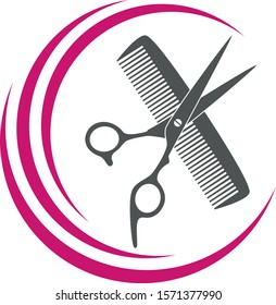 scissors and comb, hairdresser Logo