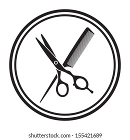 Scissors and comb icon