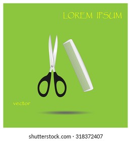 Scissors and comb icon