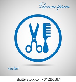 Scissors and comb icon