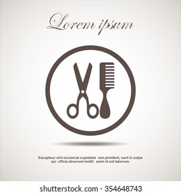 Scissors and comb icon