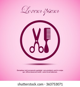 Scissors and comb icon