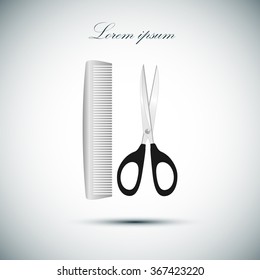 Scissors and comb icon
