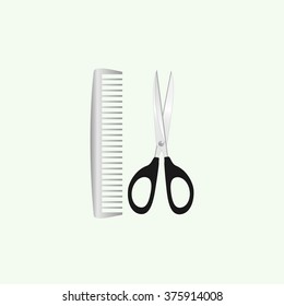 Scissors and comb icon