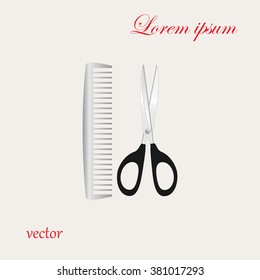 Scissors and comb icon