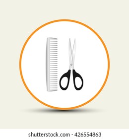 Scissors and comb icon