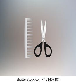 Scissors and comb icon