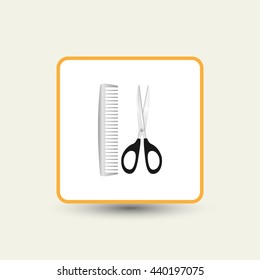 Scissors and comb icon