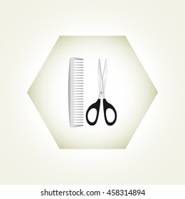 Scissors and comb icon