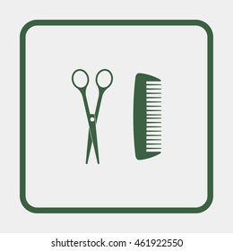 Scissors and comb icon.