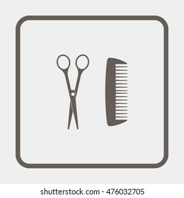 Scissors and comb icon.
