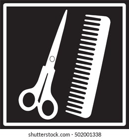 Scissors and comb icon