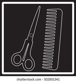 Scissors and comb icon