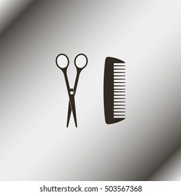 Scissors and comb icon.