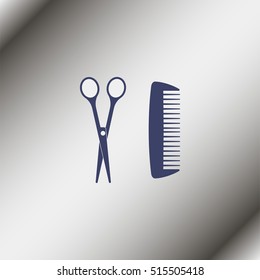 Scissors and comb icon.