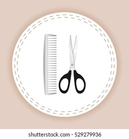Scissors and comb icon