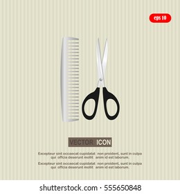 Scissors and comb icon