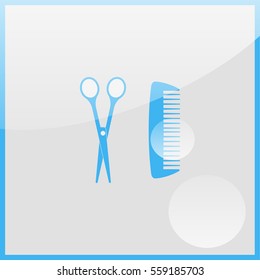 Scissors and comb icon.
