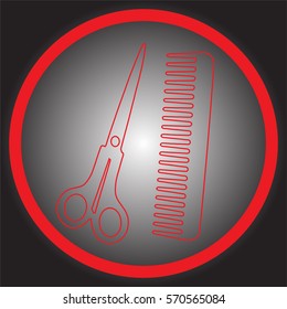 Scissors and comb icon