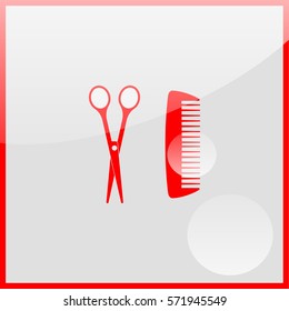 Scissors and comb icon.
