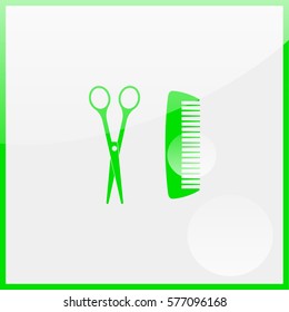 Scissors and comb icon.