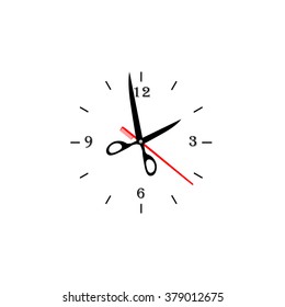 Scissors and comb icon, clock