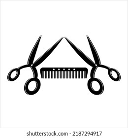Scissors And Comb Icon Design Vector Art Illustration