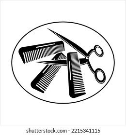 Scissors And Comb Icon Design Vector Art Illustration