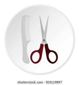 Scissors and comb icon. Flat illustration of scissors and comb vector icon for web