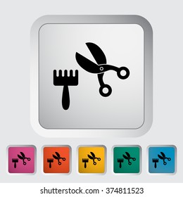 Scissors and comb icon. Flat vector related icon for web and mobile applications. It can be used as - logo, pictogram, icon, infographic element. Vector Illustration. 