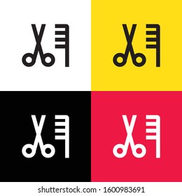 Scissors and comb icon illustration isolated vector sign symbol