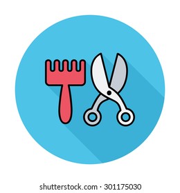 Scissors and comb icon. Line flat vector related icon for web and mobile applications. It can be used as - logo, pictogram, icon, infographic element. Vector Illustration. 