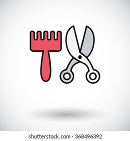 Scissors and comb icon. Line flat vector related icon for web and mobile applications. It can be used as - logo, pictogram, icon, infographic element. Vector Illustration. 