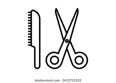 Scissors and Comb icon. icon related to makeup, hairdressing and styling. line icon style. element illustration