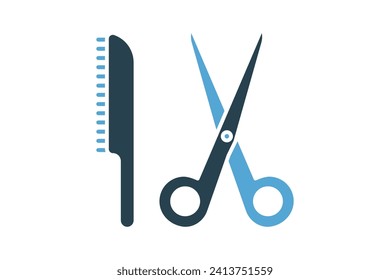Scissors and Comb icon. icon related to makeup, hairdressing and styling. solid icon style. element illustration
