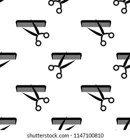 Scissors And Comb Icon Seamless Pattern Vector Art Illustration