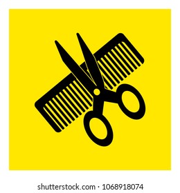 scissors and comb icon vector