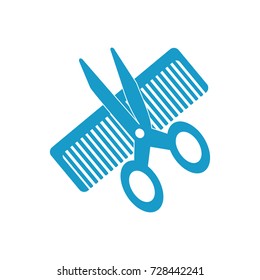 scissors comb icon vector