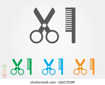 scissors, comb, icon, vector illustration eps10