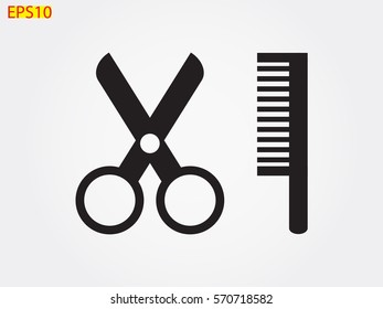 scissors, comb, icon, vector illustration eps10