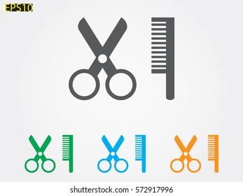 scissors, comb, icon, vector illustration eps10