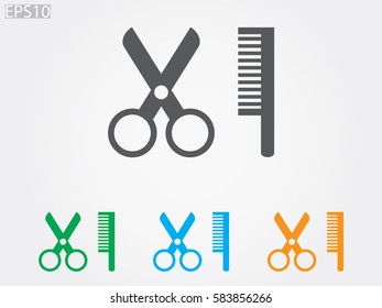 scissors, comb, icon, vector illustration eps10