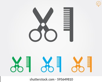scissors, comb, icon, vector illustration eps10
