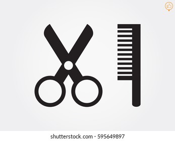 scissors, comb, icon, vector illustration eps10