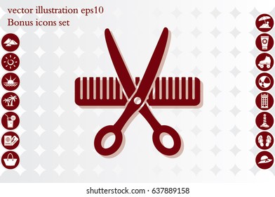 Scissors Comb icon vector illustration eps10.