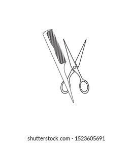 Scissors and comb icon.modern design.vector illustration.flat logo.barber
