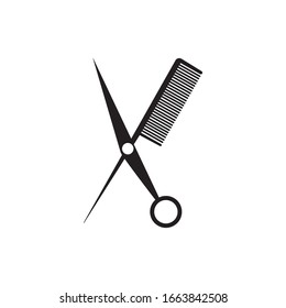 scissors and comb illustration logo vector